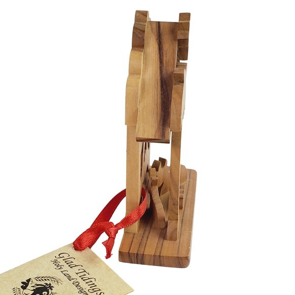 Three Piece Religious Olive Wood Carved Jesus, Praying Hands, Manger, EUC - Picture 7 of 8